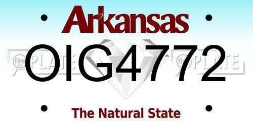 OIG4772 Arkansas License Plate
