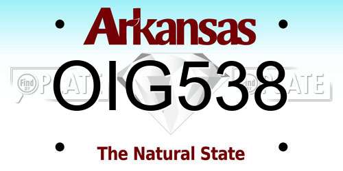OIG538 Arkansas License Plate