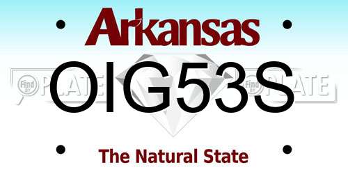 OIG53S Arkansas License Plate