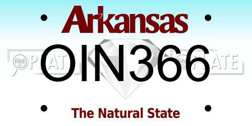 OIN366 Arkansas License Plate