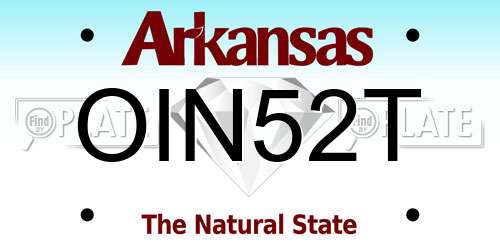 OIN52T Arkansas License Plate