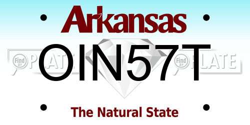 OIN57T Arkansas License Plate