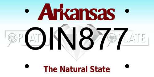 OIN877 Arkansas License Plate