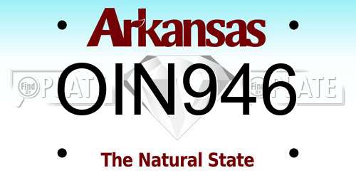 OIN946 Arkansas License Plate