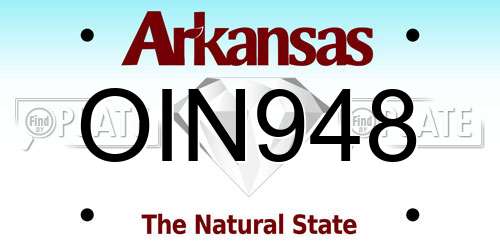 OIN948 Arkansas License Plate