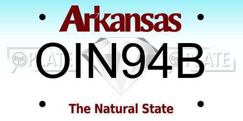 OIN94B Arkansas License Plate