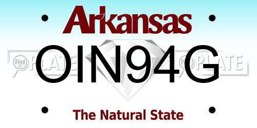 OIN94G Arkansas License Plate