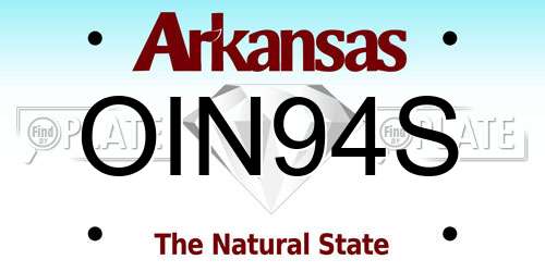 OIN94S Arkansas License Plate