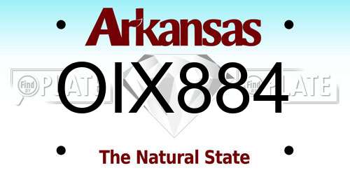 OIX884 Arkansas License Plate