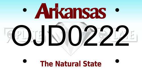 OJD0222 Arkansas License Plate
