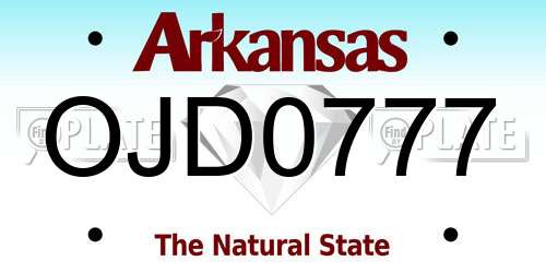 OJD0777 Arkansas License Plate