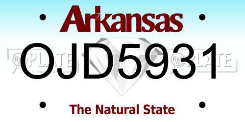 OJD5931 Arkansas License Plate