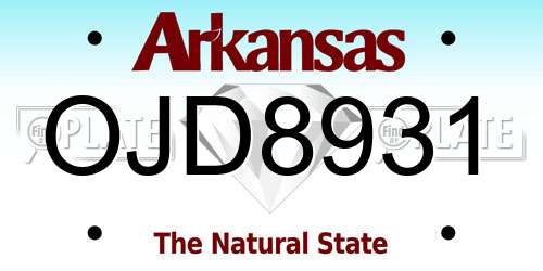 OJD8931 Arkansas License Plate