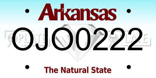 OJO0222 Arkansas License Plate