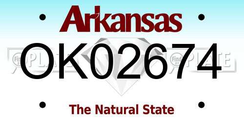 OK02674 Arkansas License Plate