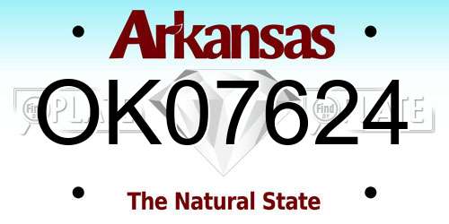 OK07624 Arkansas License Plate