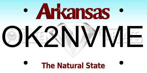 OK2NVME Arkansas License Plate