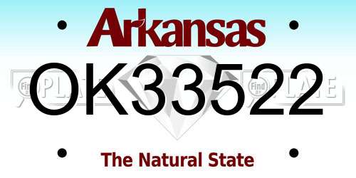 OK33522 Arkansas License Plate