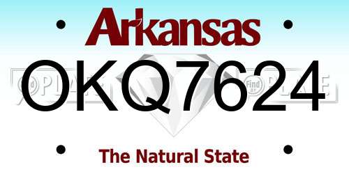 OKQ7624 Arkansas License Plate