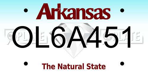 OL6A451 Arkansas License Plate