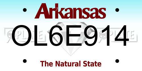 OL6E914 Arkansas License Plate
