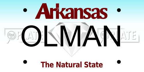 OLMAN Arkansas License Plate