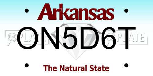 ON5D6T Arkansas License Plate