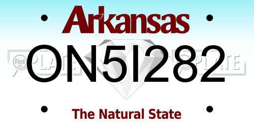 ON5I282 Arkansas License Plate