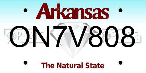 ON7V808 Arkansas License Plate
