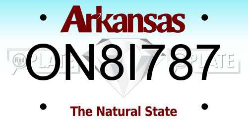 ON8I787 Arkansas License Plate