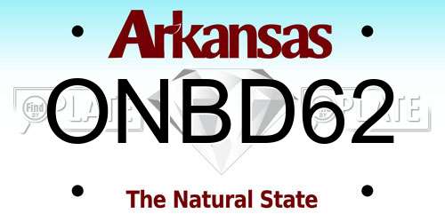 ONBD62 Arkansas License Plate
