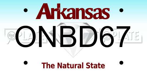 ONBD67 Arkansas License Plate