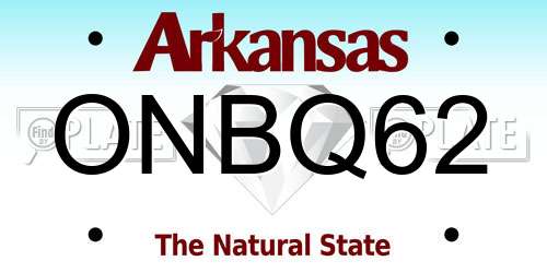ONBQ62 Arkansas License Plate
