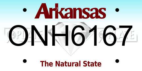 ONH6167 Arkansas License Plate
