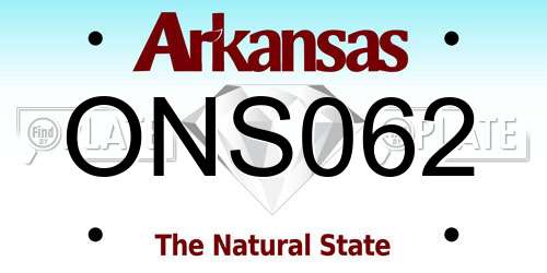 ONS062 Arkansas License Plate