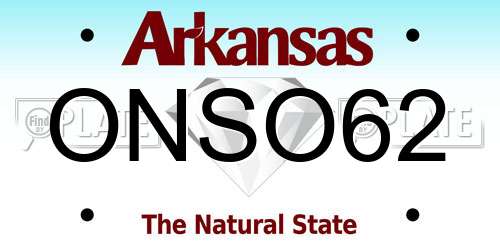 ONSO62 Arkansas License Plate