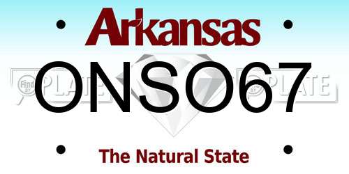 ONSO67 Arkansas License Plate
