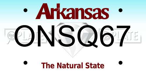 ONSQ67 Arkansas License Plate