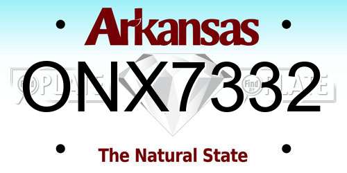 ONX7332 Arkansas License Plate