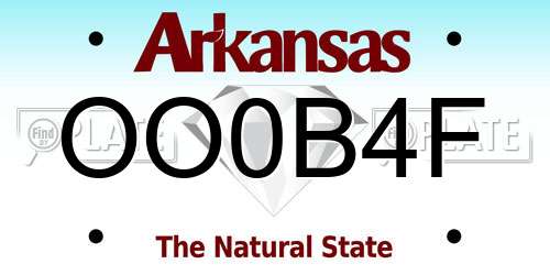 OO0B4F Arkansas License Plate