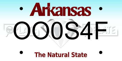 OO0S4F Arkansas License Plate