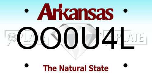 OO0U4L Arkansas License Plate