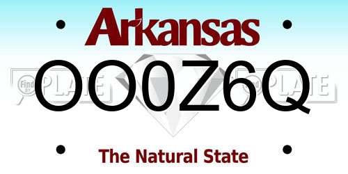 OO0Z6Q Arkansas License Plate