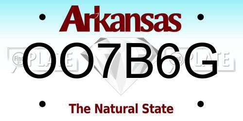 OO7B6G Arkansas License Plate
