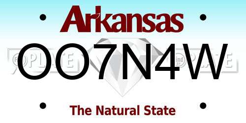 OO7N4W Arkansas License Plate