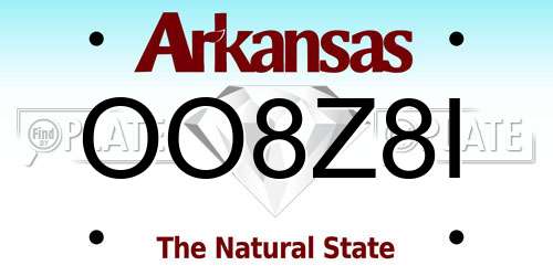 OO8Z8I Arkansas License Plate