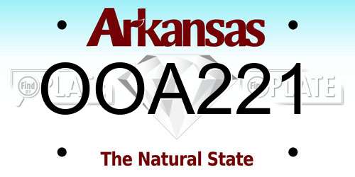 OOA221 Arkansas License Plate