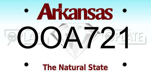 OOA721 Arkansas License Plate