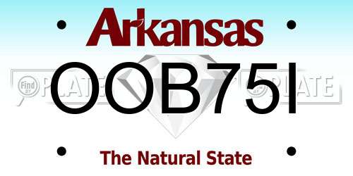 OOB75I Arkansas License Plate