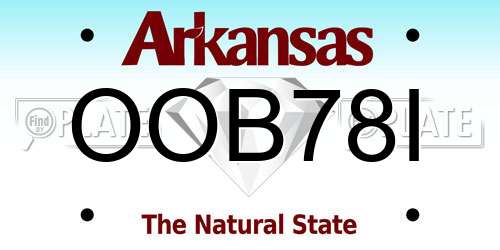 OOB78I Arkansas License Plate